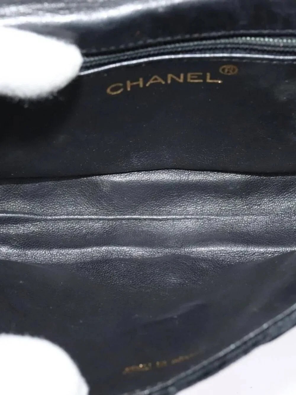 CHANEL Matelasse Camellia Chain Shoulder Bag Velor Black Gold CC Auth bs26015